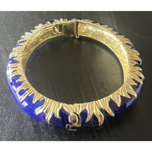 Vintage Cartier 18k Gold Blue Enamel Bangle Bracelet RARE - Picture 15 of 16